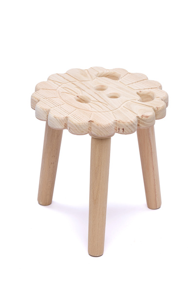 Nebiyan Doğal Masif Ahşap Çocuk Taburesi - Eğlenceli Hayvan Desenleri. Arslan...