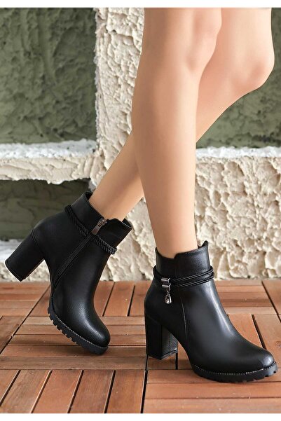 werfen Kadın Günlük Kullanımlı Halatlı  Taş Detay Fermuarlı Kısa Bot