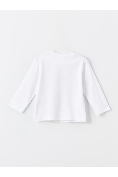 LC Waikiki T-shirt dla dziewczynki z długim rękawem i nadrukiem – okrągły dekolt