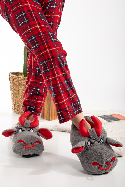 Slipcat Unisex Hayvanlı Panduf Ev Ayakkabısı Ses Yapmaz Taban