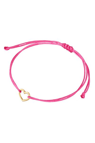 ELLI Armband aus 925er-Sterlingsilber für Damen – Herz-Liebes-Textilband, vergoldet