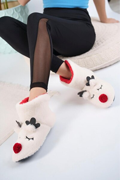 Slipcat Geyikli Ev Botu Kadın Ev Botu Panduf Ev Botu