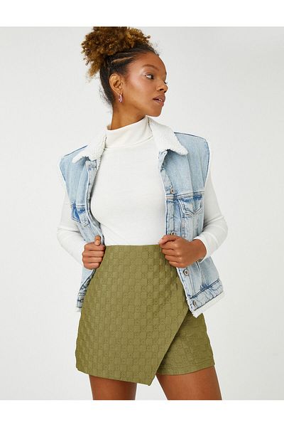 Koton Strukturierter Mini-Shortsrock mit hoher Taille