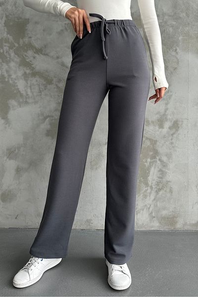 macharel jeans High Waist Pocket Women's Straight Fit Fabric Trousers