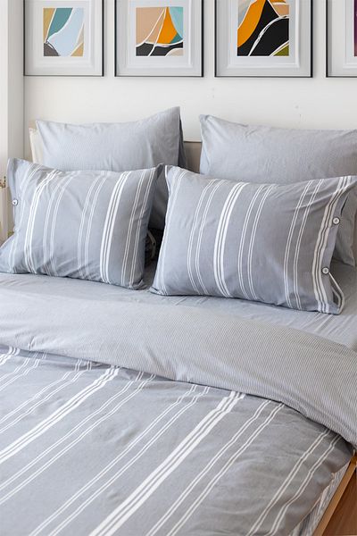 Tekstil Home Σετ Παπλωματοθήκη Bohemian Natural Ριγέ Διπλό Γκρι Χρώμα Χωρίς Σεντόνια