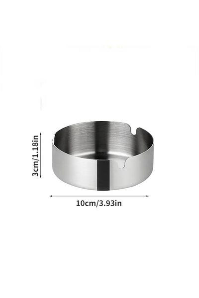 DEPOKON Stainless Steel Cigarette Ashtray - Portable Desktop Silver Metal 3 X 10 Diameter