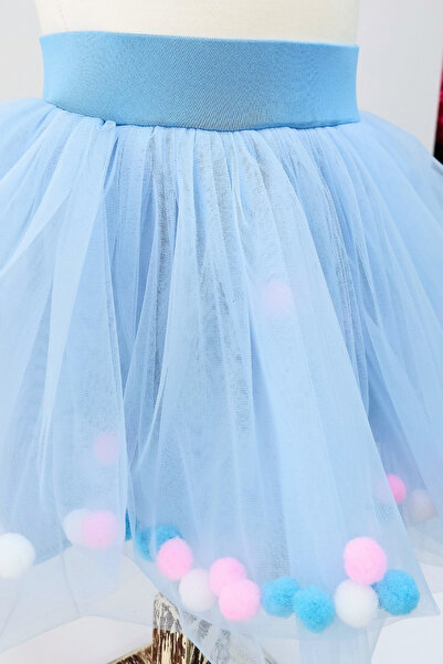 LULLY KİDS Fusta tutu cu pompon pentru fete / Fusta din tul cu pompon