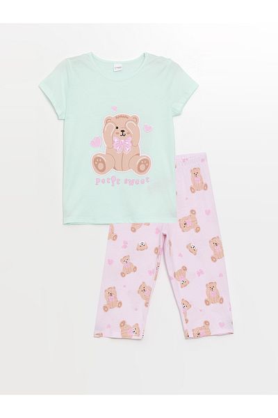 LC Waikiki Girl - Crew Neck Printed Short Sleeve Pajama Set