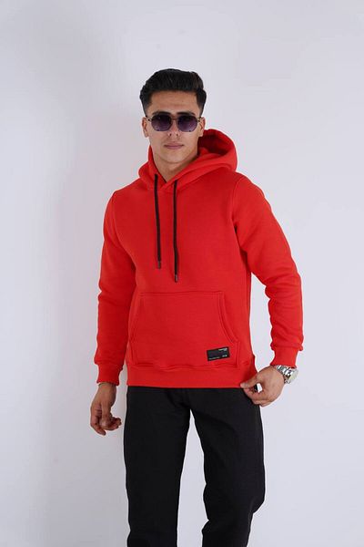 Est Estola Oranj Men's Hooded Kangaroo Pocket Sweatshirt - 3 Thread Raster