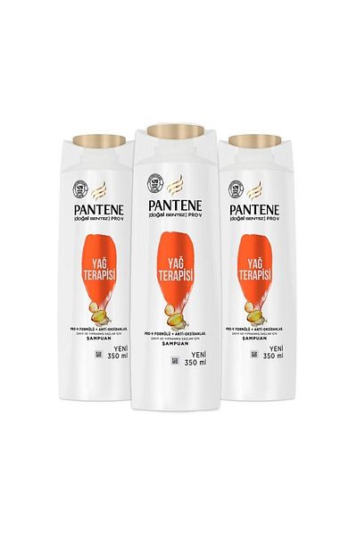Pantene Pro-V Natural Synthesis Oil - 3 in 1 Shampoo Cream Care Cure, 350 ml X 3 Makeup Cotton