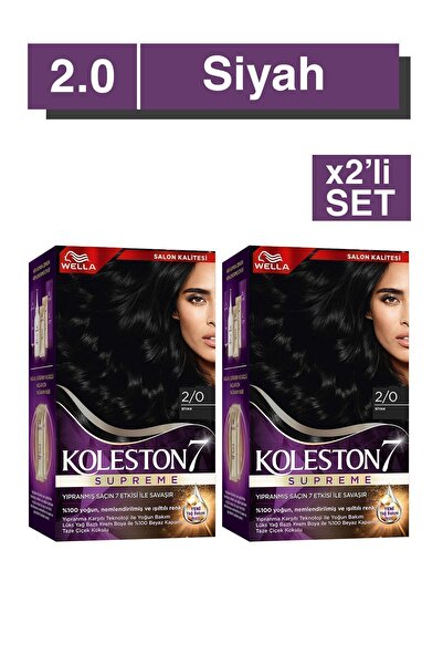 Wella Koleston Supreme Saç Boyası 2/0 Siyah X2' Li Set