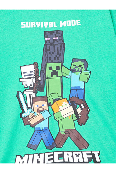 LC Waikiki Fiú Minecraft nyomott nyakú pizsama szett rövidnadrággal