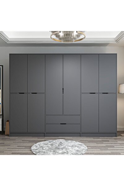 Minar Elina 6 Kapaklı Dolap - Antrasit/Antrasit