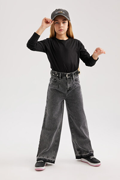 DeFacto Girl's Crew Neck Basic Solid Long Sleeve T-Shirt B7785A8Ns