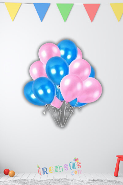 mypartyready Cinsiyet Belirleme Partisi Mavi Ve Pembe Renk Karışık Balon 10 A...
