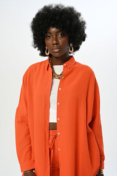 Orfeo Negro Cămașă oversize de damă de culoare uni