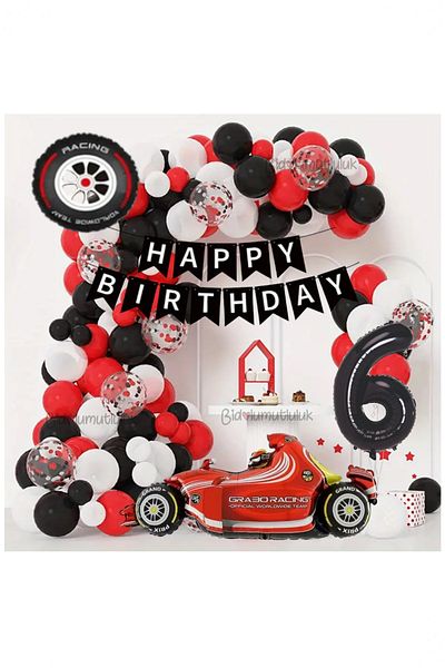 BİDOLUMUTLULUK Birthday Concept - Age Numeral Race Car and Entertainment Celebration Set
