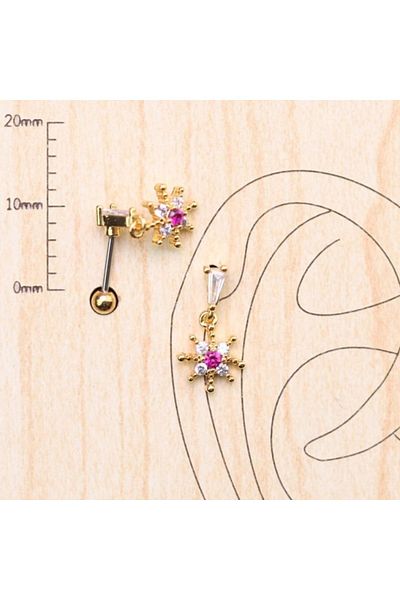 AGB Crystal Zircon Detailed Cartilage Piercing - Helix, Flat, Lobe, Tragus Snowflake Figure