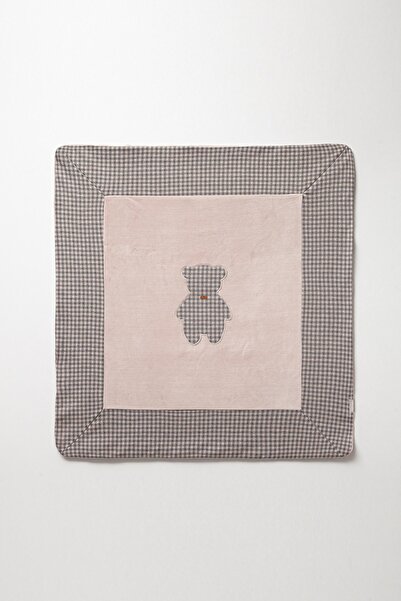 Cassiope Soft Touch Ekose ve Ayıcık Desenli 90*85 cm Kız ve Erkek Bebek Battaniye