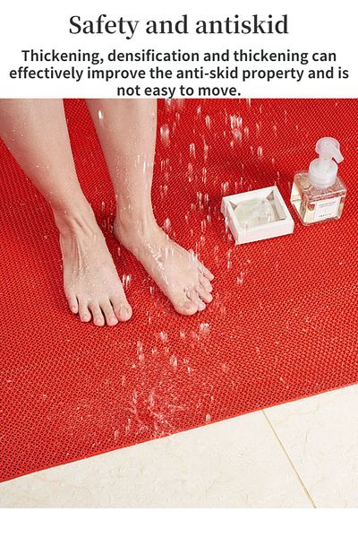 Blue Home Bathroom Shower Pool New Honeycomb Mat Non-Slip PVC Mat / RED Width: 90cm