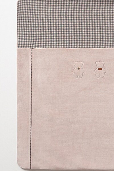 Cassiope Yumuşak Dokunuşlu Ekose ve Ayıcık Desenli 90*85 cm Kız ve Erkek Bebek Battaniye