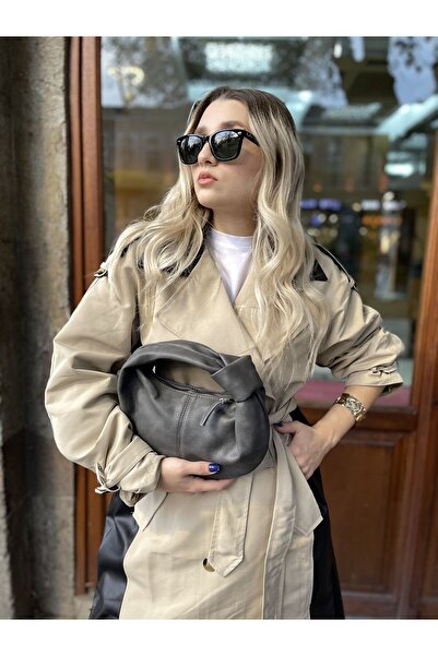 NİSSEA Kadın Antrasit Mini Düğümlü El Çantası