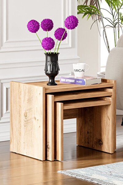 Ceramical Zg4 3'lü Zigon Sehpa - Çam