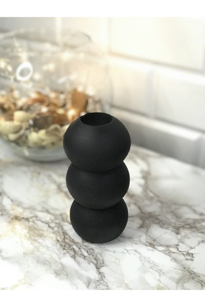 Genel Markalar Bubble Vazo 14 cm Obje Siyah