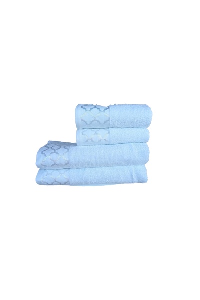 erteks Set de prosoape de baie și de mână de culoare albastru bebeluș - 70x140 2 AD / 50x100 2 AD, model bordură