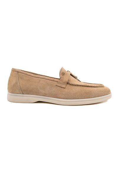 TEZCAN KUNDURA Meya Women's Buckle Powder Genuine Suede Leather Loafer Women's Shoes