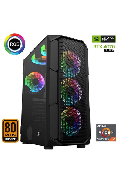 XASER Xsr639 Ryzen 7 5700x 32GB Ram 512GB M.2 NVMe SSD 12GB RTX4070 SUPER Ekran Kartı Oyun Bilgisaya