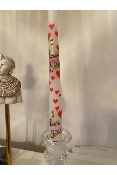 Handmade sevgililer günü masaüstü şamdan kalpli mum el boyama şamsan mumu