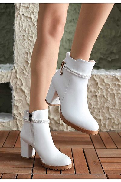 werfen Rope Stone Detailed Zippered Women's Short Boots - Daily Use