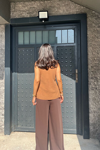 Seda Yalçın Atelier Brown Palazzo Trousers - Double Buttons and Pleat Detail