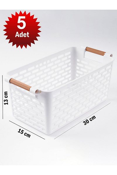 KRM HOME Καλάθι οργάνωσης πολλαπλών χρήσεων 5 τεμαχίων με πλαστικές λαβές, εσωτερικό ντουλάπι & συρτάρι & καλάθι οργάνωσης μπάνιου