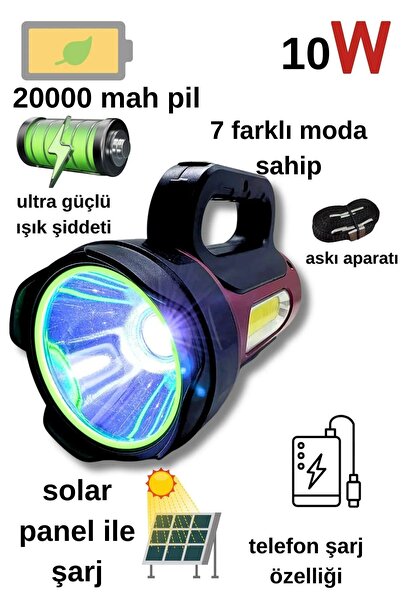 pasajdanal Ps-t93 10w Uzun Menzilli Solar Panelli Powerbank+usb Çıkış S.o.s L...