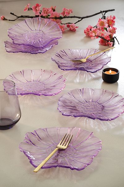 Fecra Purple Lily 6-Piece Cake Plate Set - 19 cm