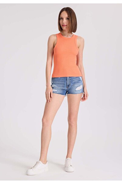 WESTMARK LONDON White and Orange 2-Piece Cotton Elastane Blend - Crew Neck Women's T-Shirt Wmclara Rib Tank Top