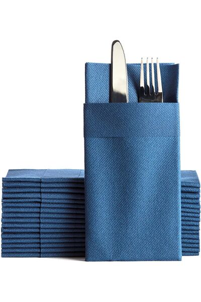 elaia Airlaid Lacivert 1/8 Garson Katlama Cepli Peçete 20 Adet