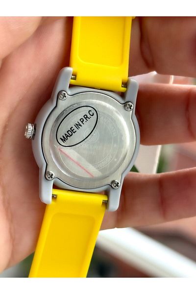Cockpit Boy's Watch Bracelet - Brand, Number, Silicone Cord, Yellow