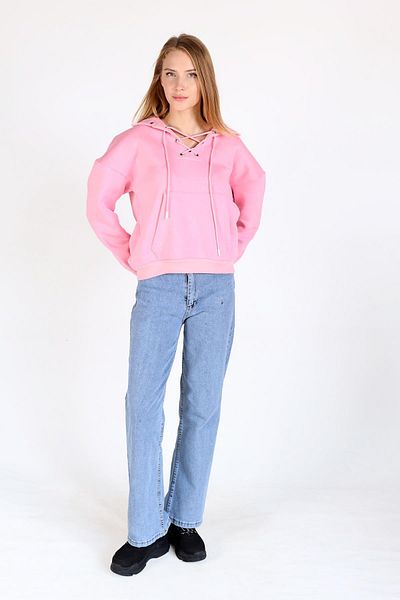 Rays 9145m Pink Sweat - Collar Lacing Detail
