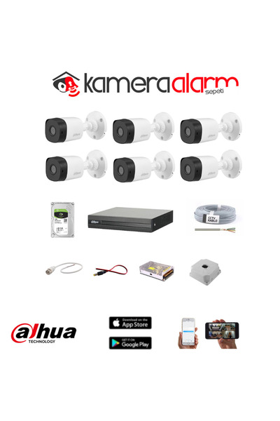DAHUA 6 Kameralı Güvenlik Kamerası Seti - Uzaktan Izleme - 1tb Hdd