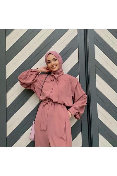 Organic Hijab Χτενισμένο Βαμβακερό Σάλι Hijap Model-Dry Rose
