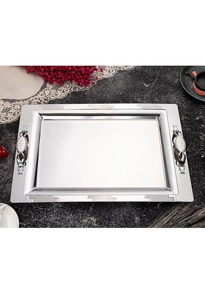 ÖZBURAK Armoni Silver Sultan Treat Presentation and Tea Tray