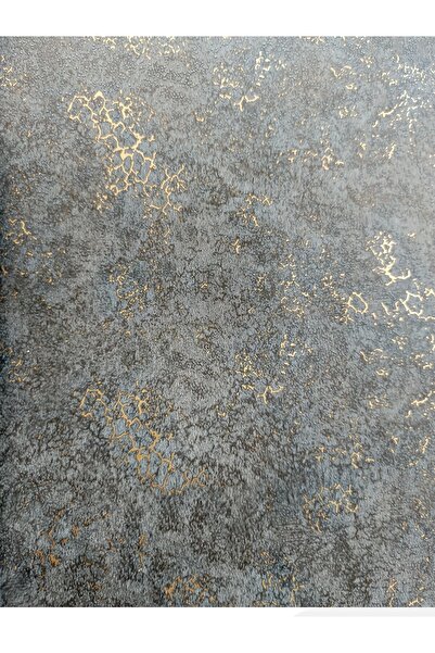 KMS HOME Antrasit Üzerinde Gold Damarlı Kabartmalı Silinebilir Sade Duvar Kağ...