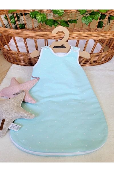 Alpar Tekstil 2.5 Tog Zippered Sleeping Bag for Baby Girl and Boy - Mint Green/Polka Dot