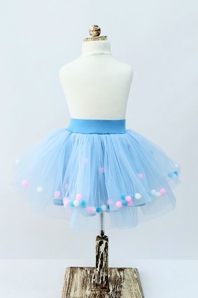 LULLY KİDS Fusta tutu cu pompon pentru fete / Fusta din tul cu pompon