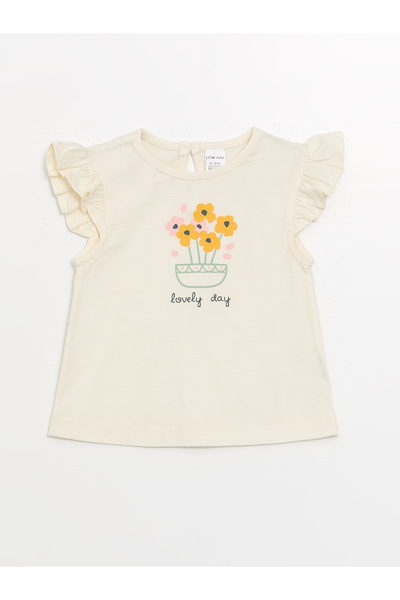 LC Waikiki Virágmintás nyakú blúz és rövidnadrág kislányoknak - 2 db-os készlet