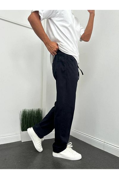 BYNO61MAN Black Tansel Fabric - Comfortable Molded Baggy Pants with Elastic Waist