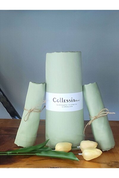 CollessiaHome شاغلا جرين - 100% قطن ساتان، مجموعة ملاءات مطاطية مزدوجة
